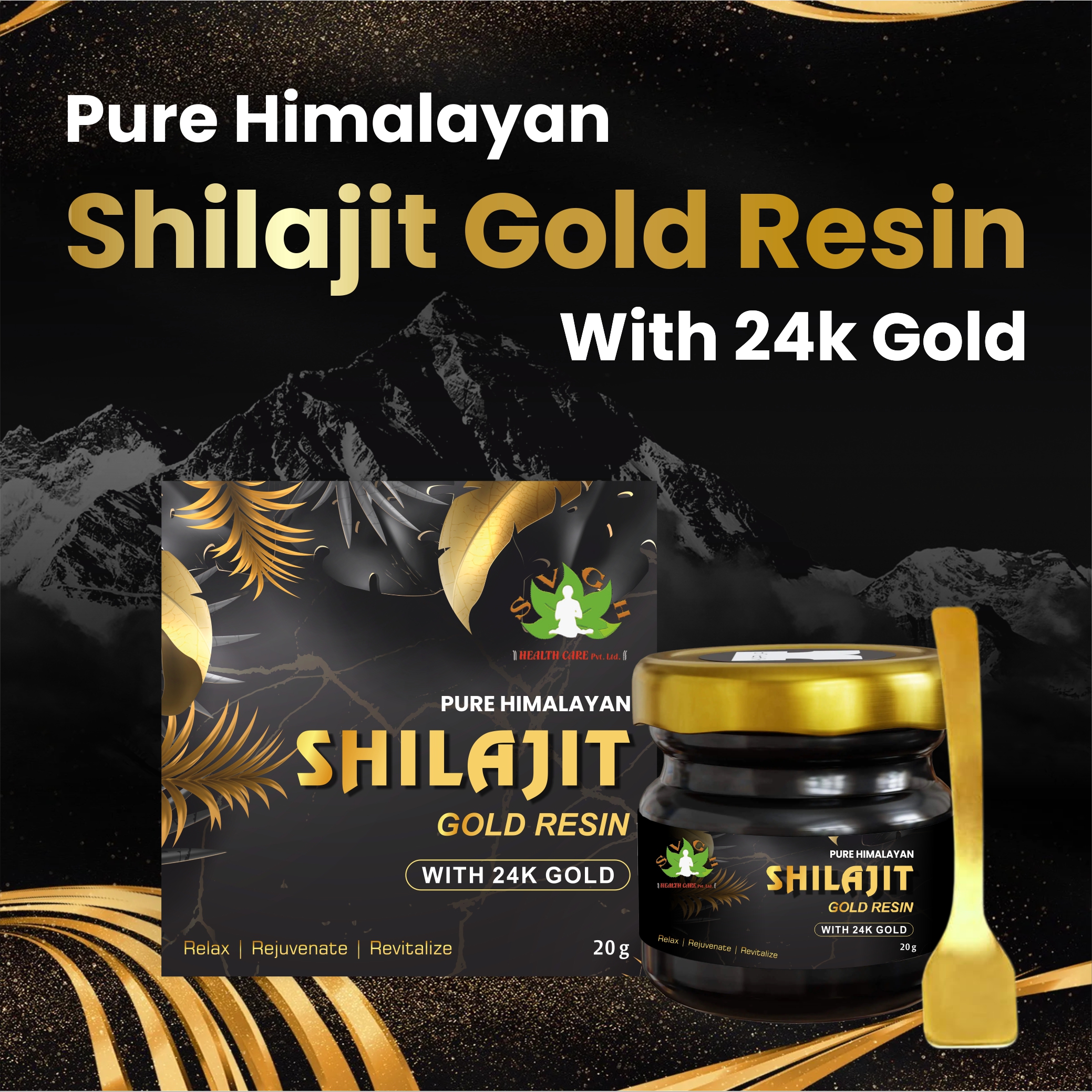 Pure Himalayan Shilajit Gold Resin With 24K Gold 